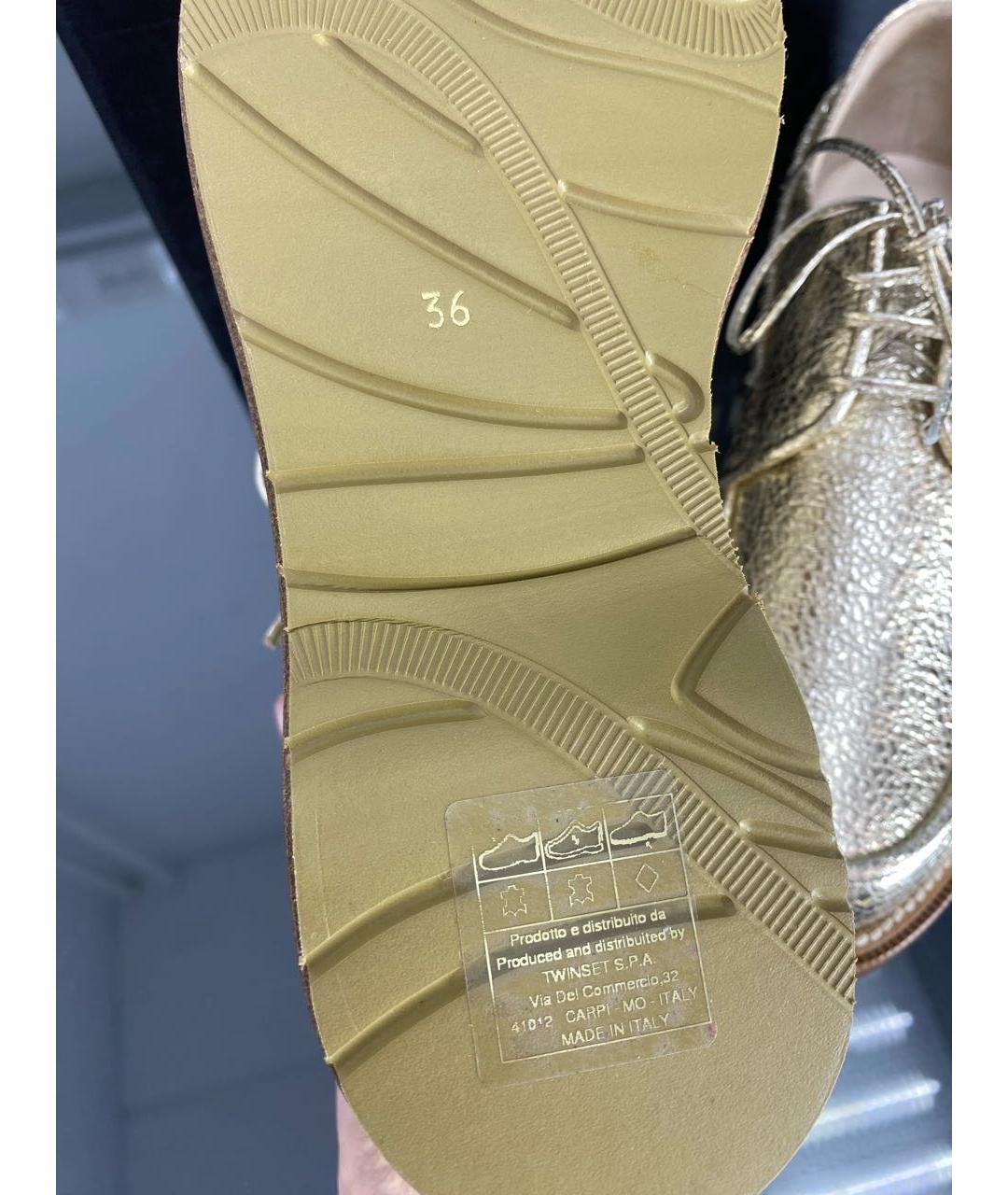 TWIN-SET Золотые кожаные брогги и оксфорды, фото 7