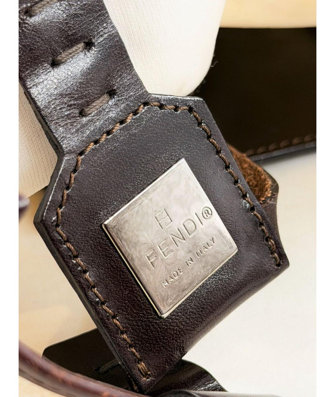 FENDI Бежевая тканевая сумка с короткими ручками, фото 5