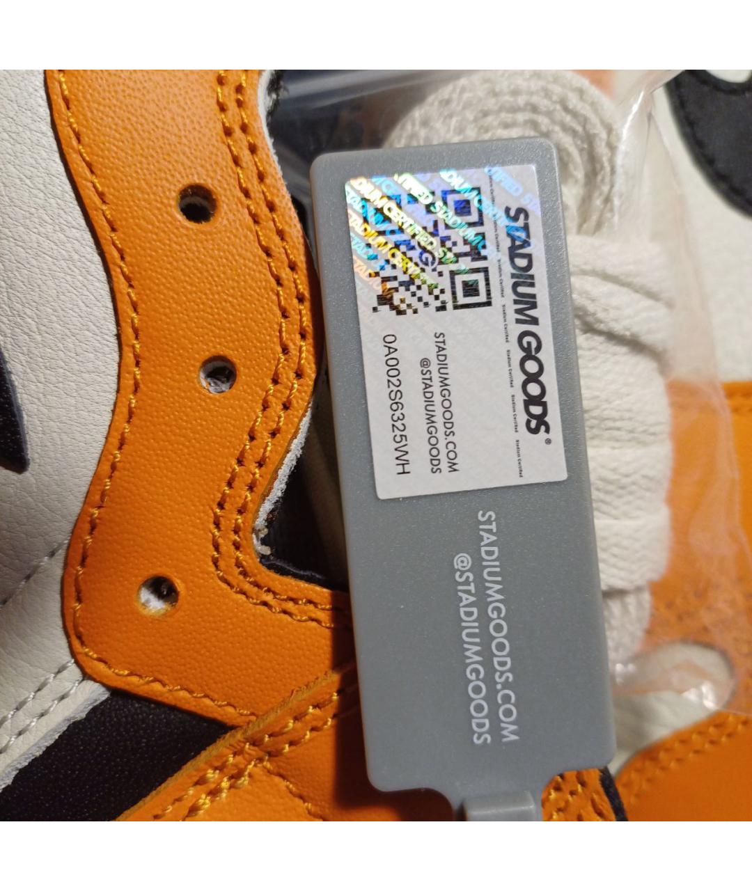 JORDAN Оранжевое кожаные высокие кроссовки / кеды, фото 4