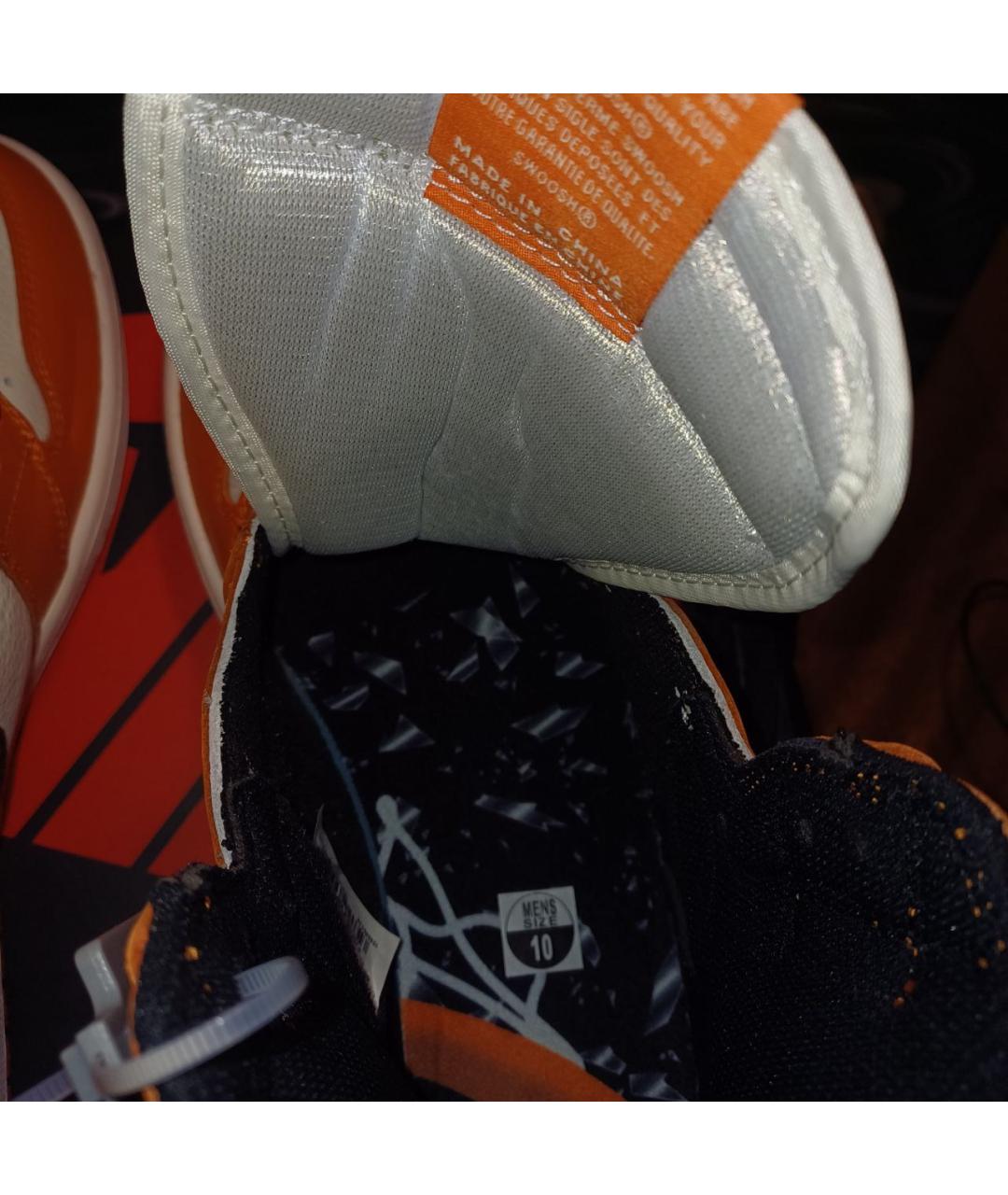 JORDAN Оранжевое кожаные высокие кроссовки / кеды, фото 7