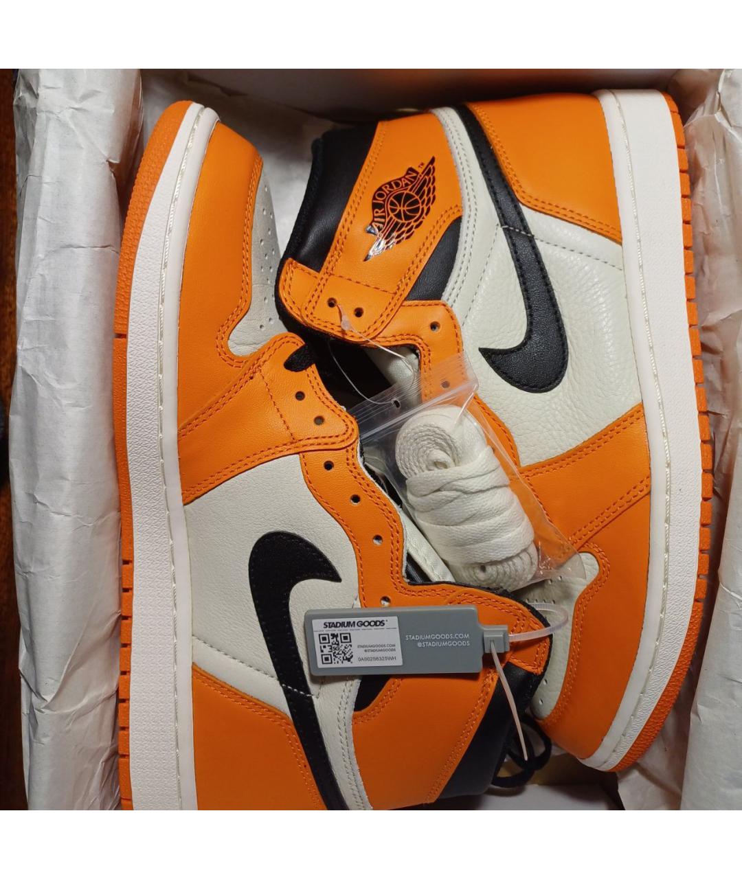 JORDAN Оранжевое кожаные высокие кроссовки / кеды, фото 3
