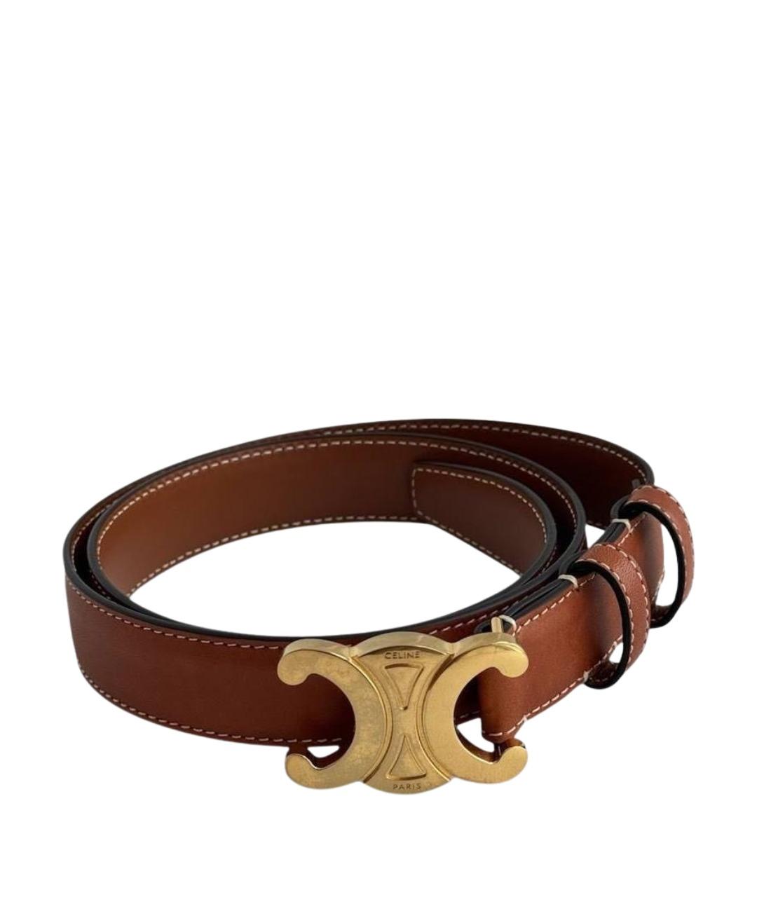 CELINE Коричневый кожаный ремень, фото 1