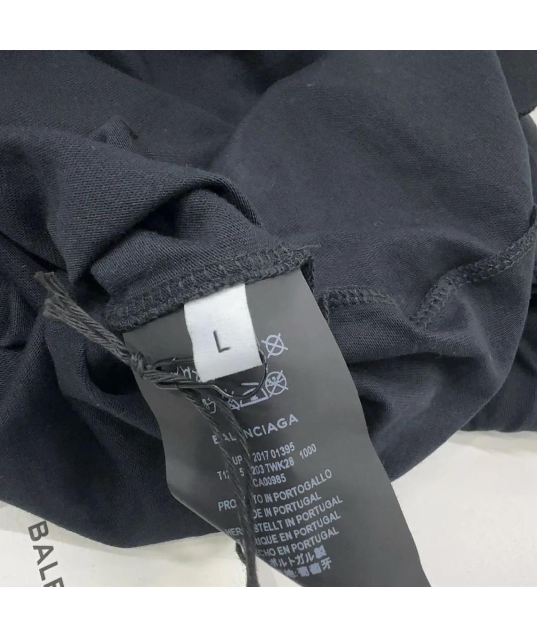 BALENCIAGA Черная хлопковая футболка, фото 4