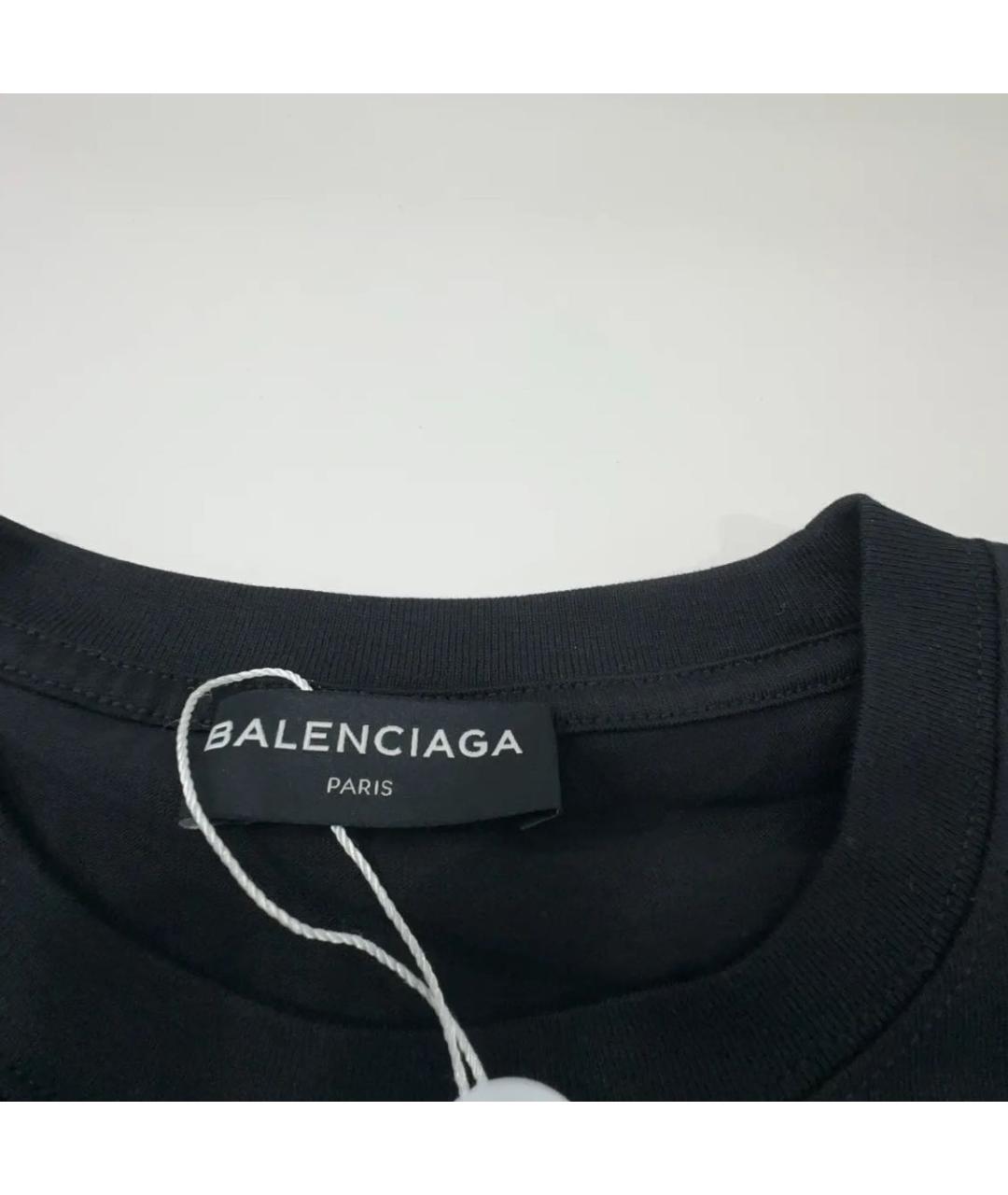 BALENCIAGA Черная хлопковая футболка, фото 3
