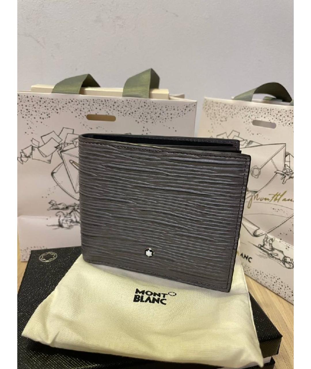 MONTBLANC Серый кожаный кошелек, фото 4