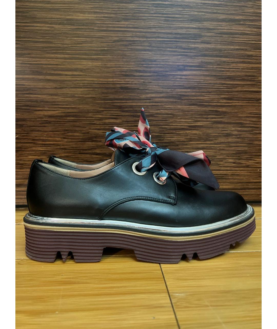 POLLINI Черные кожаные брогги и оксфорды, фото 5