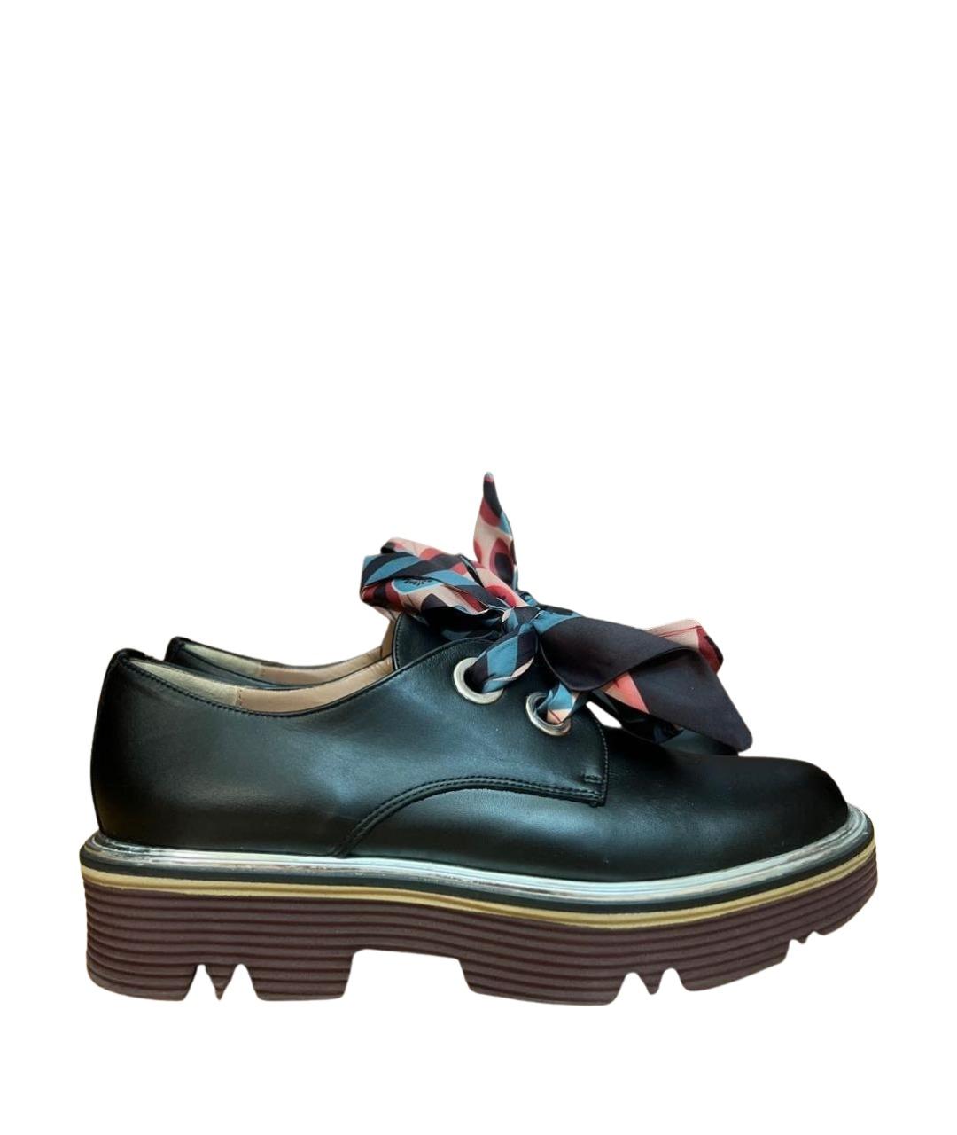 POLLINI Черные кожаные брогги и оксфорды, фото 1