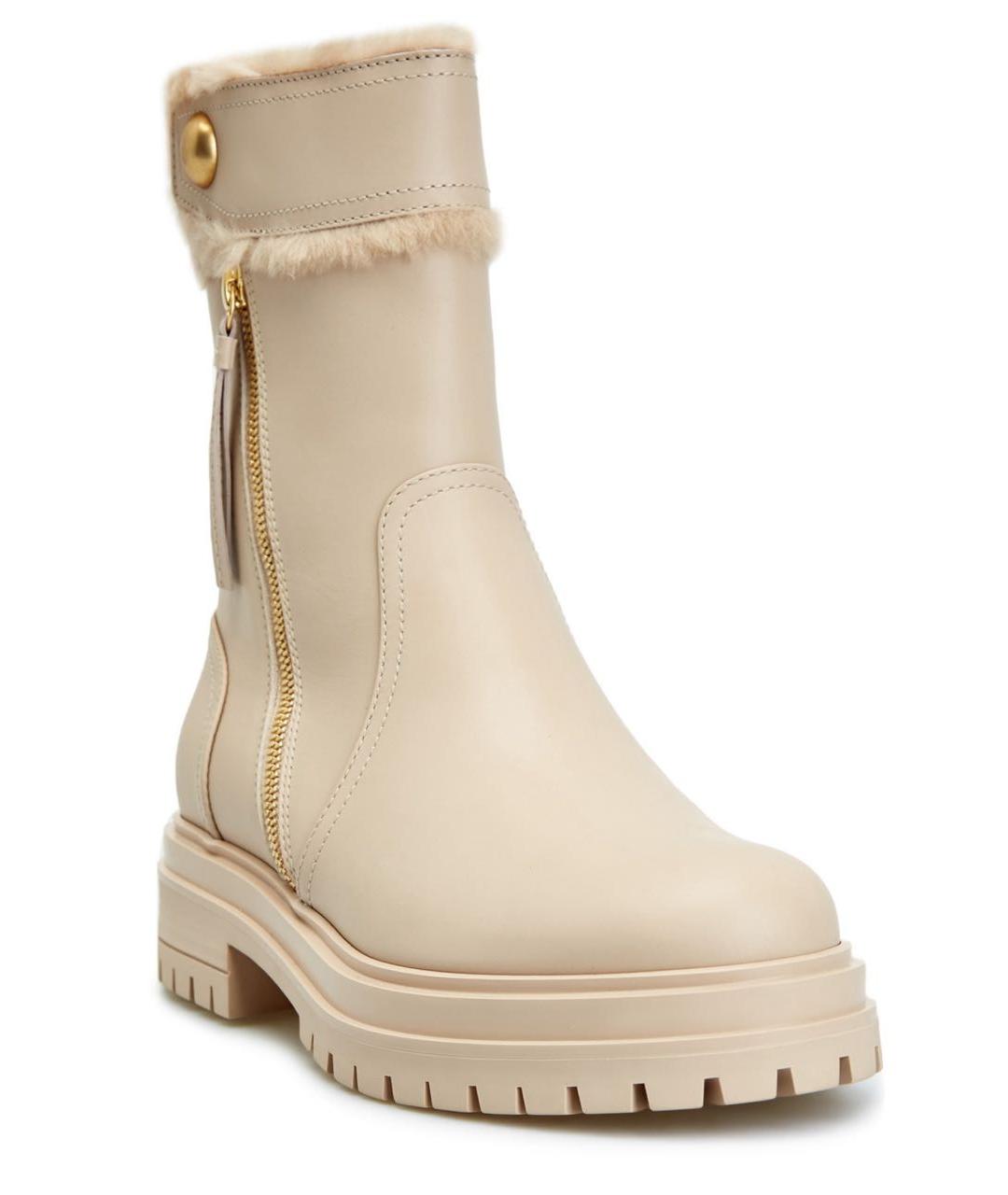 GIANVITO ROSSI Бежевые кожаные полусапоги, фото 2