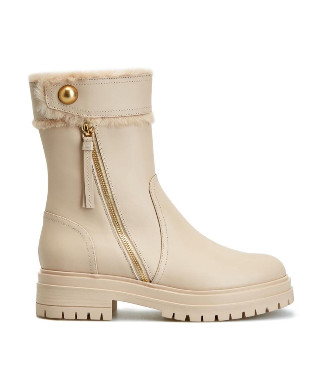 GIANVITO ROSSI Бежевые кожаные полусапоги, фото 1