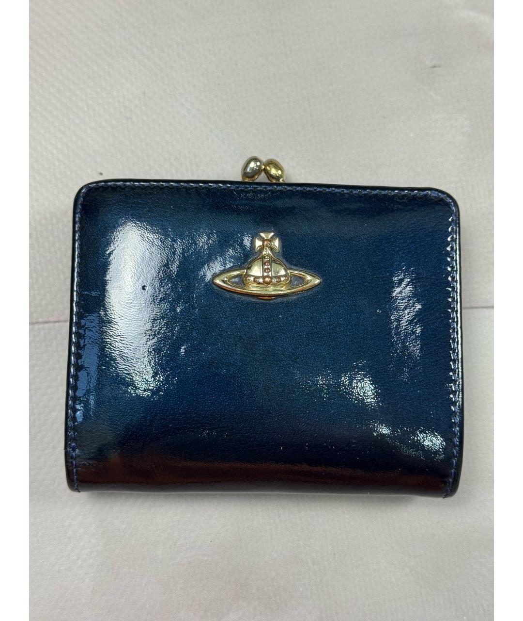 VIVIENNE WESTWOOD Синий кошелек из лакированной кожи, фото 9