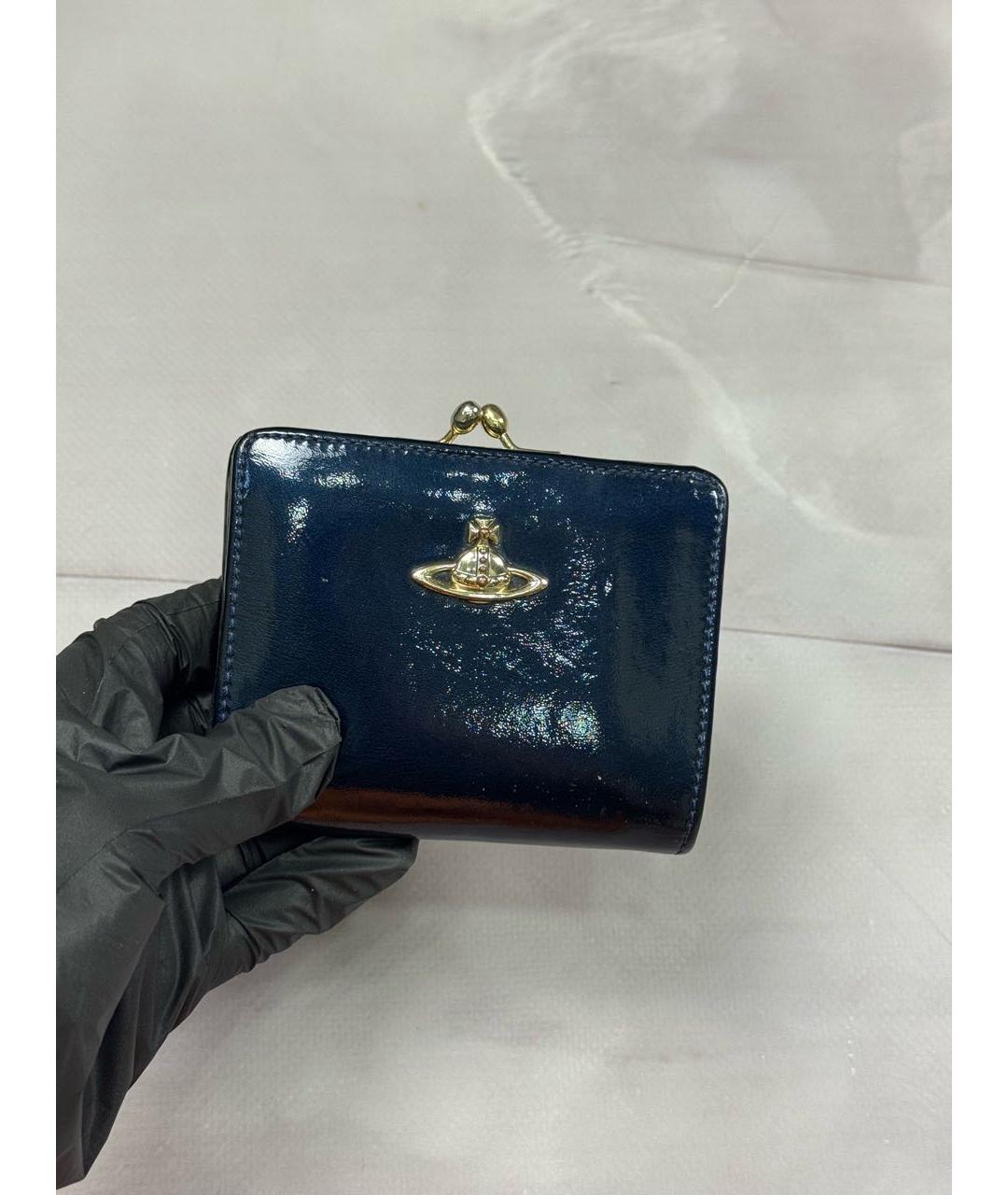 VIVIENNE WESTWOOD Синий кошелек из лакированной кожи, фото 2
