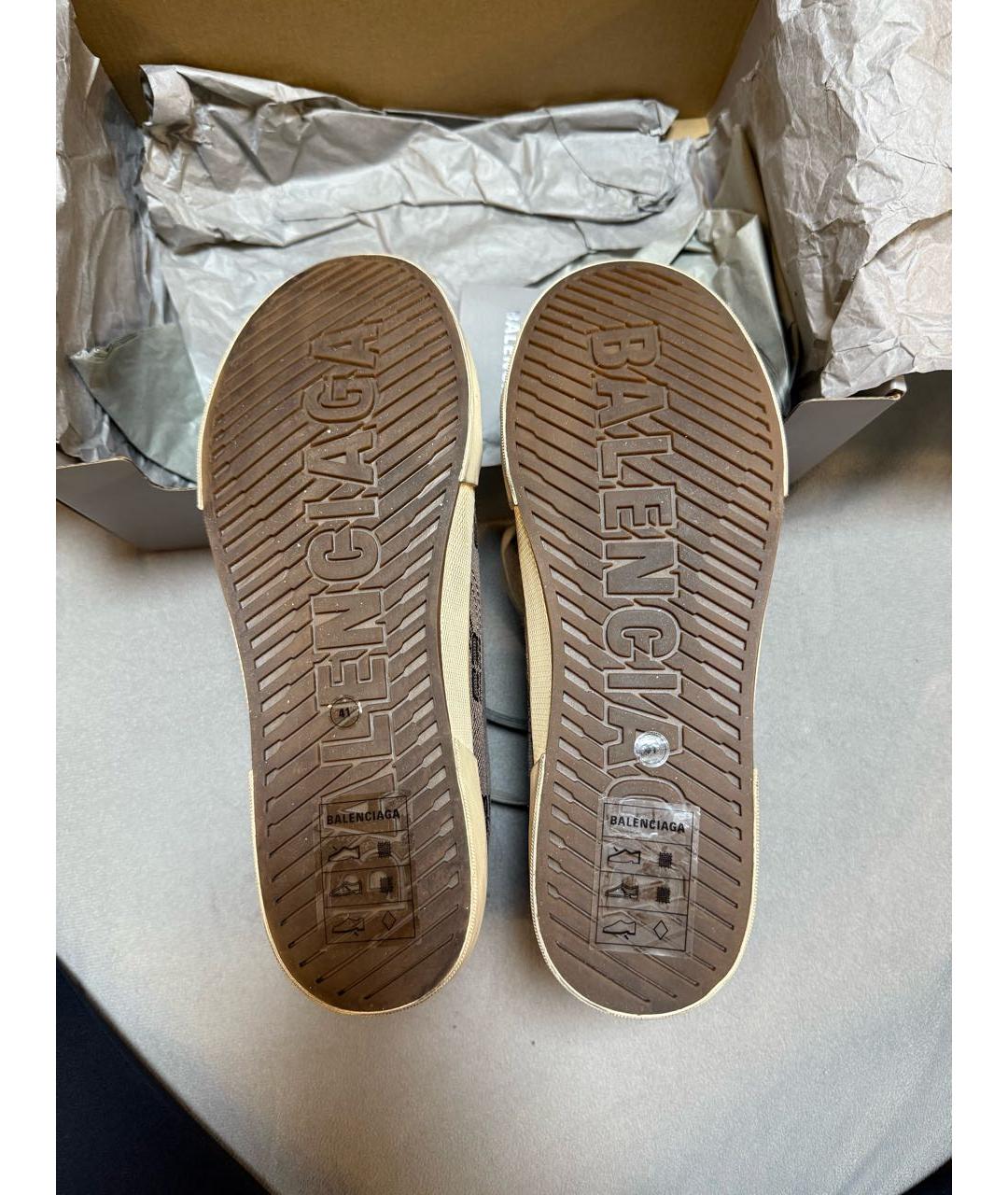 BALENCIAGA Коричневые текстильные высокие кроссовки / кеды, фото 4