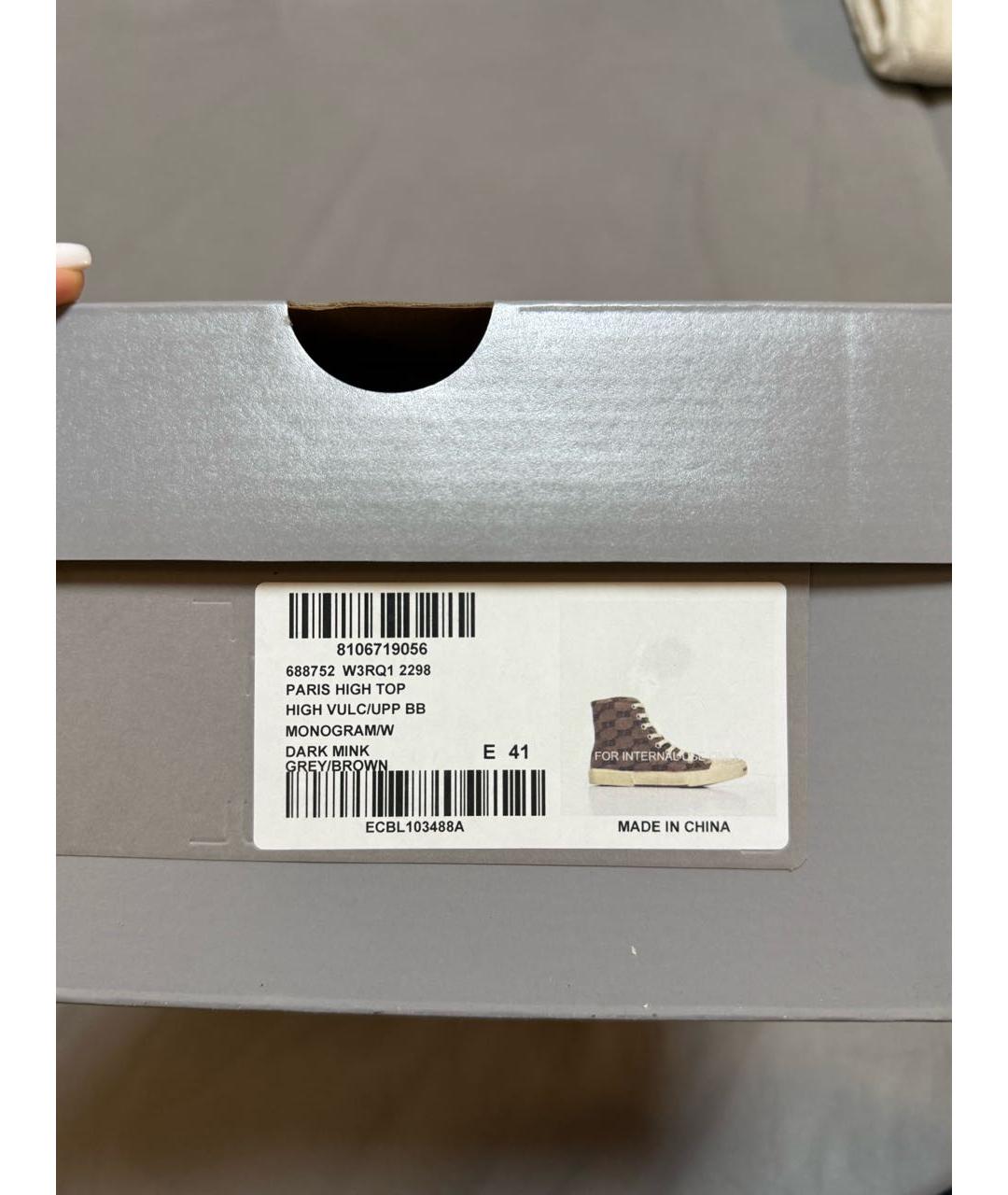 BALENCIAGA Коричневые текстильные высокие кроссовки / кеды, фото 8