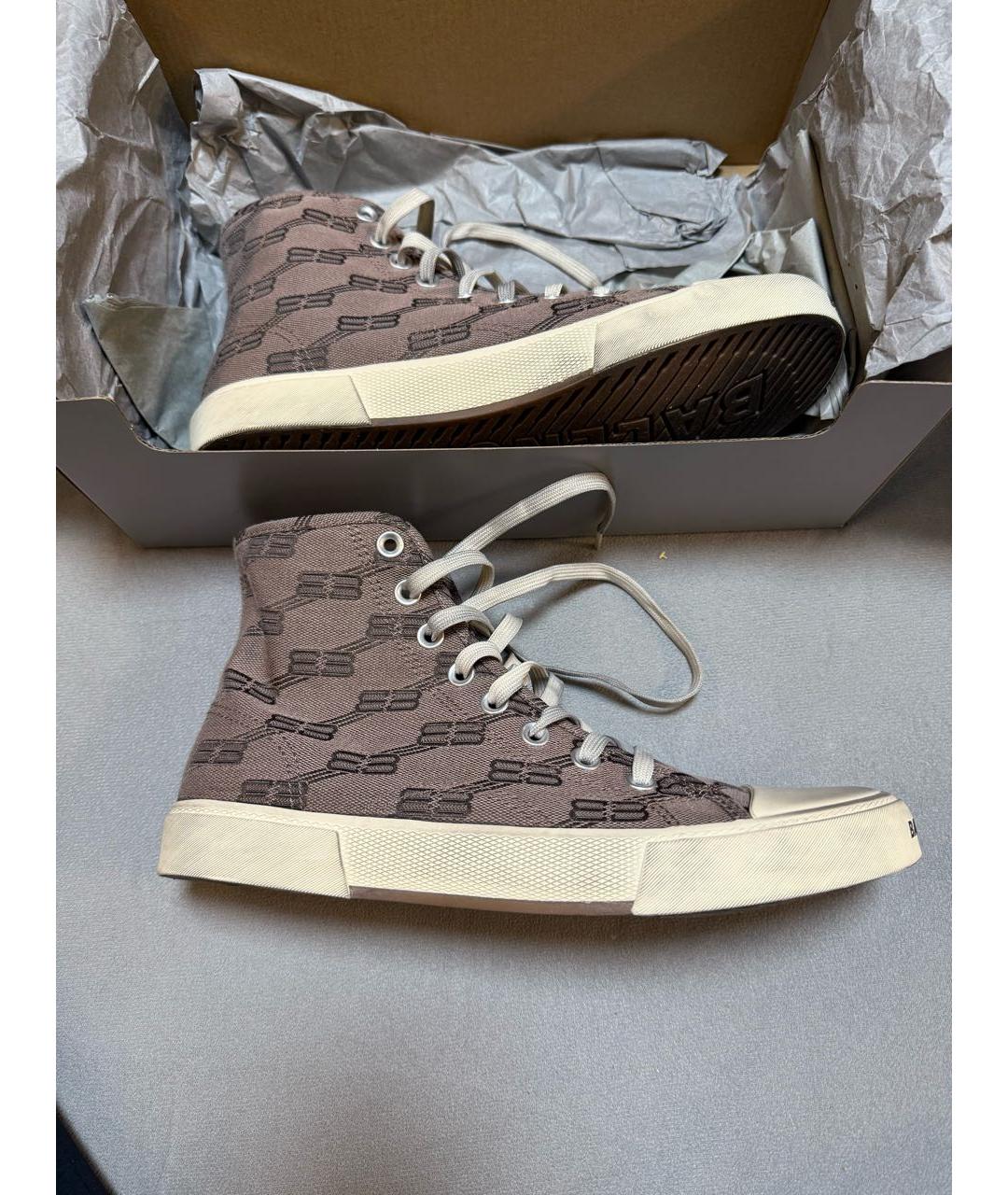 BALENCIAGA Коричневые текстильные высокие кроссовки / кеды, фото 9