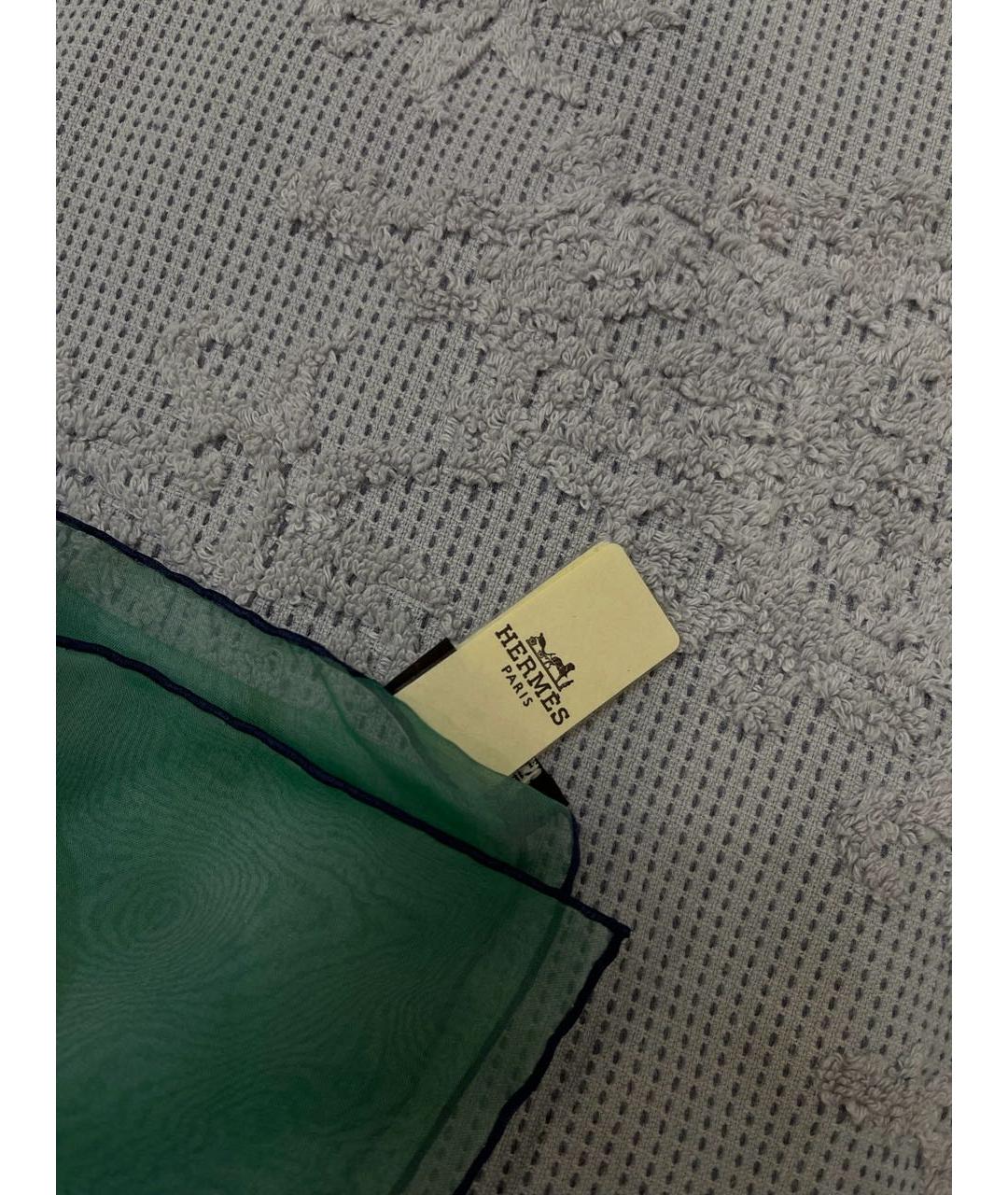 HERMES Зеленый шелковый шарф, фото 5