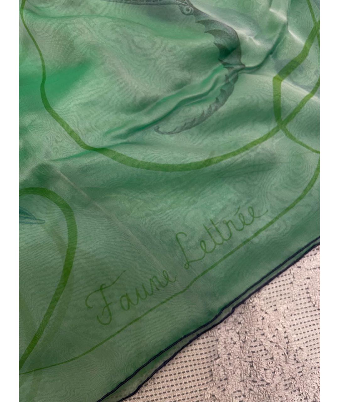HERMES Зеленый шелковый шарф, фото 4