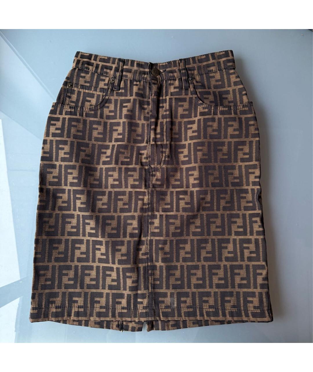 FENDI Коричневая юбка мини, фото 4