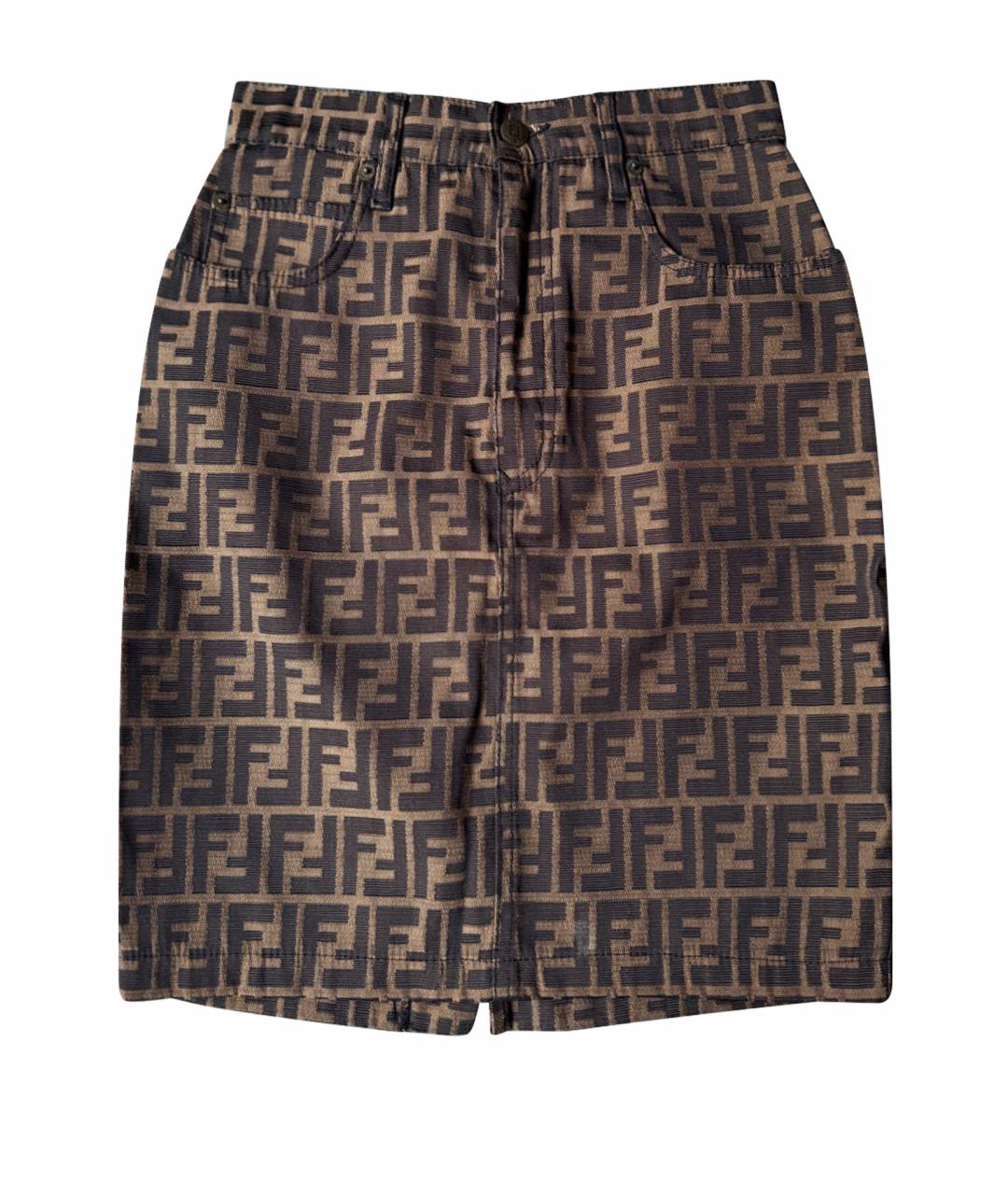 FENDI Коричневая юбка мини, фото 1