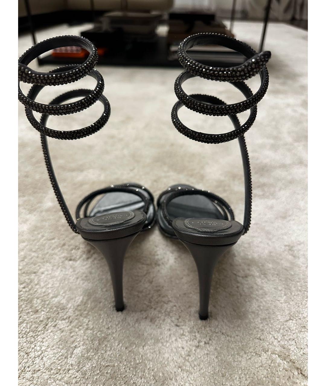 RENE CAOVILLA Черные кожаные босоножки, фото 4