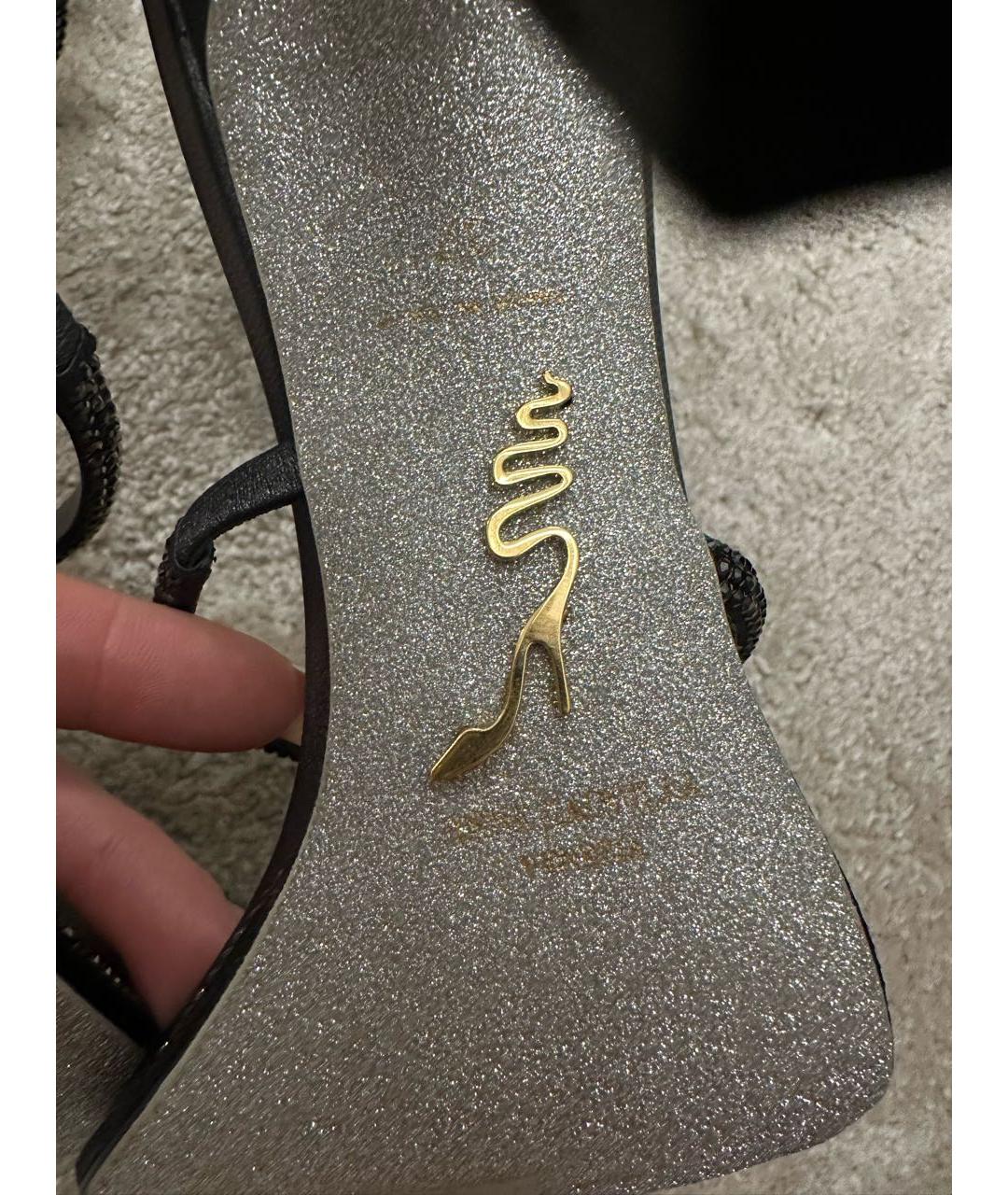 RENE CAOVILLA Черные кожаные босоножки, фото 6