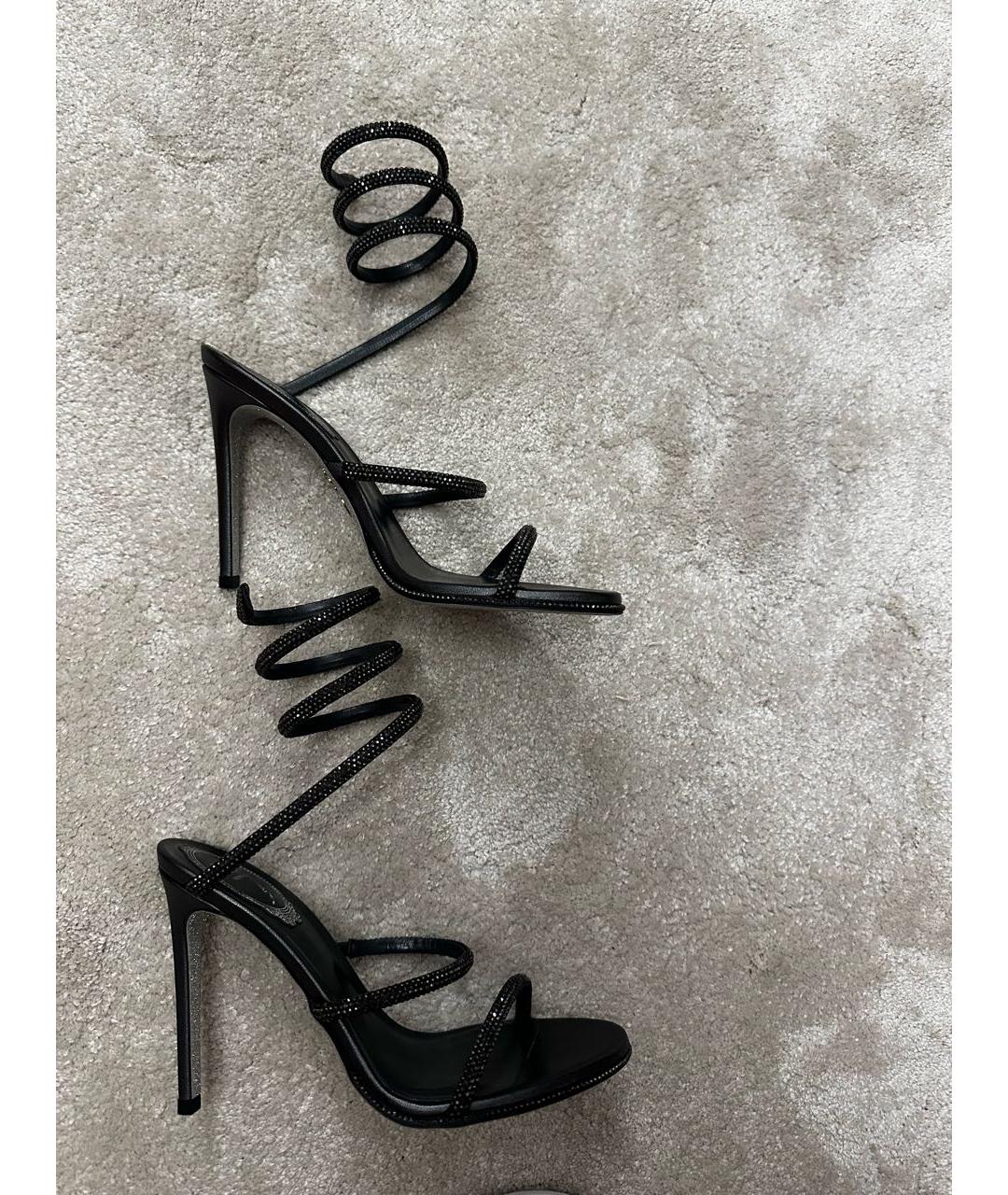 RENE CAOVILLA Черные кожаные босоножки, фото 9