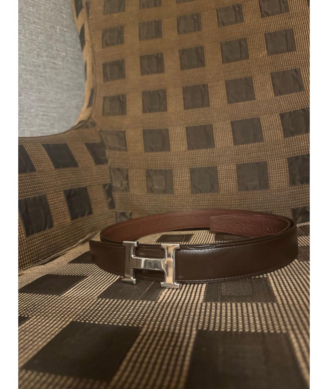 HERMES Коричневый кожаный ремень, фото 5
