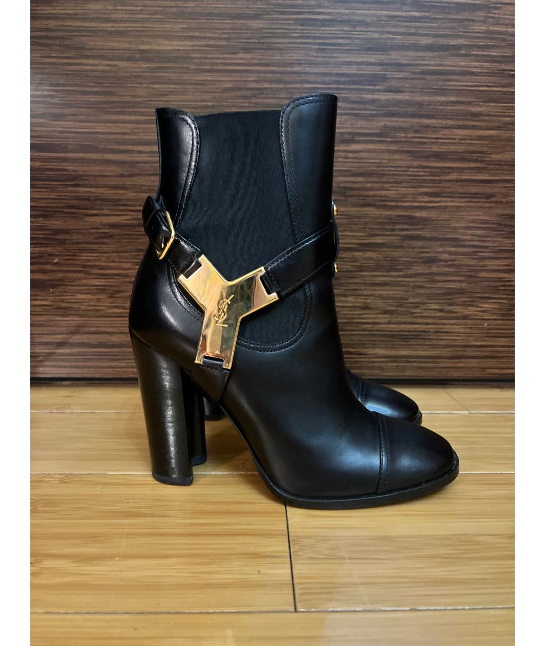 SAINT LAURENT Черные кожаные ботильоны, фото 5