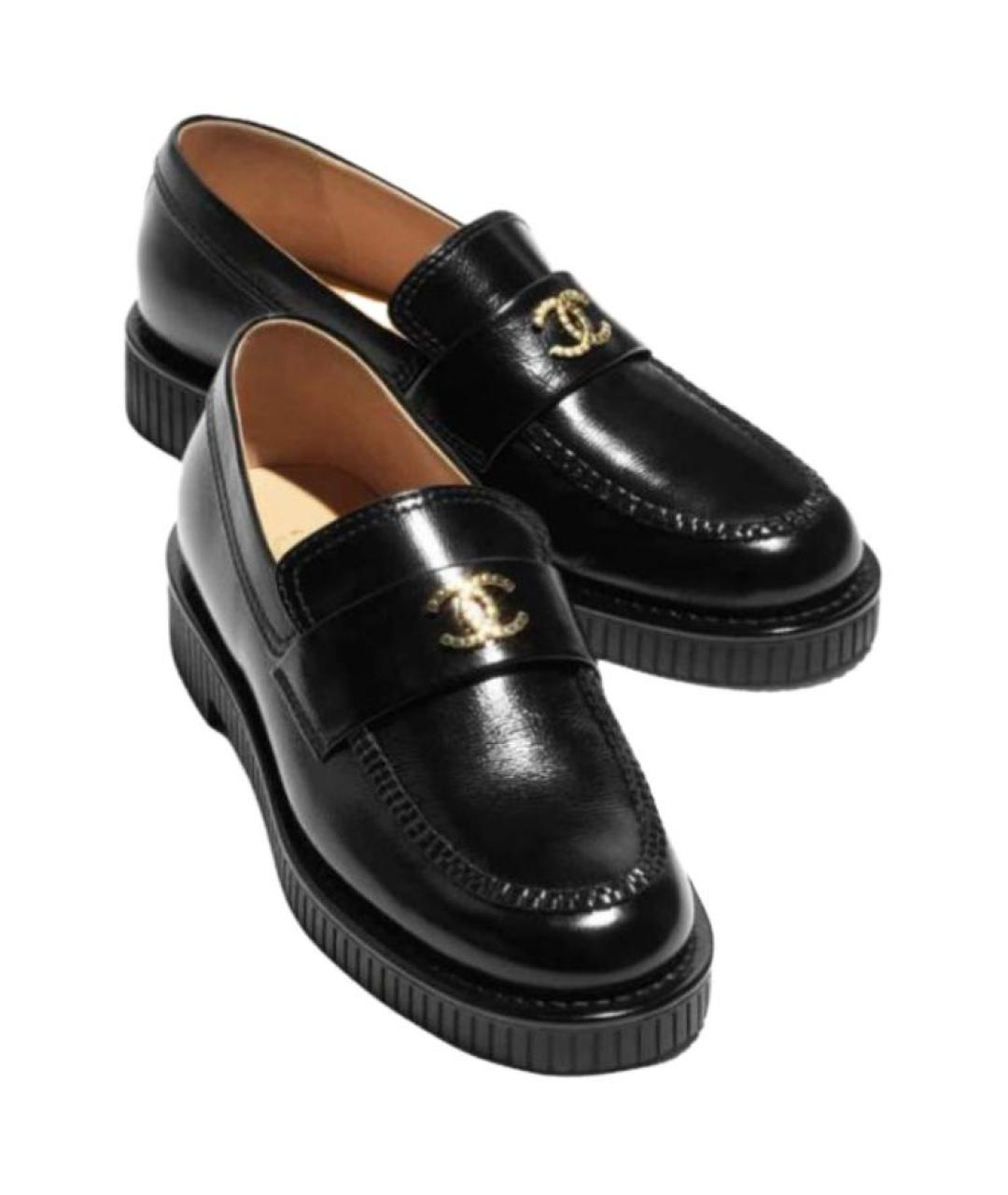 CHANEL Черные кожаные лоферы, фото 5