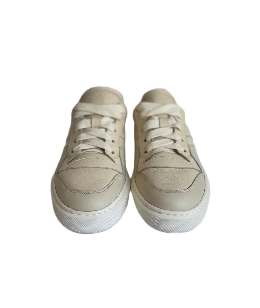 DOUCAL'S Бежевые кожаные кроссовки, фото 2