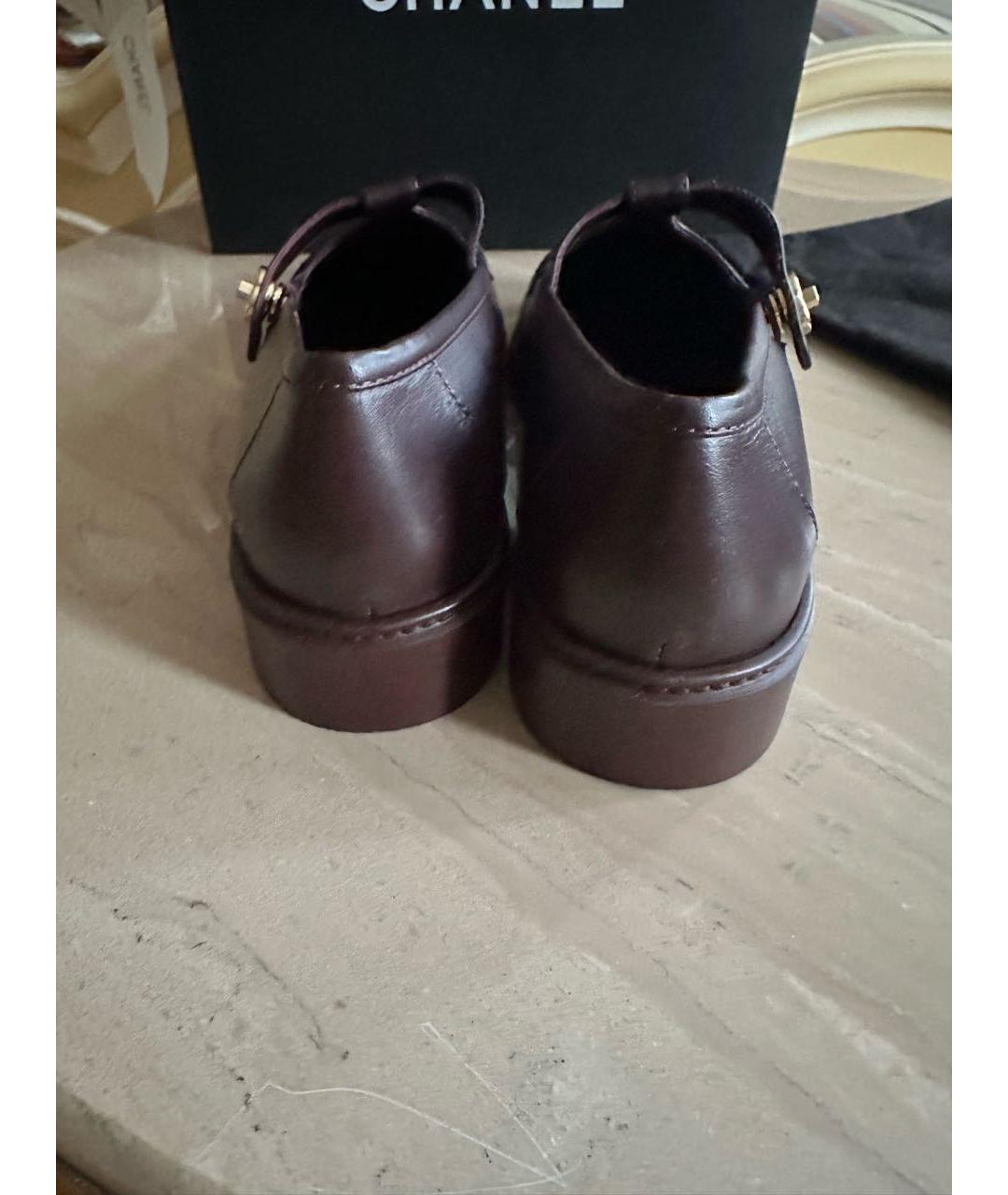 CHANEL Коричневые кожаные туфли, фото 4