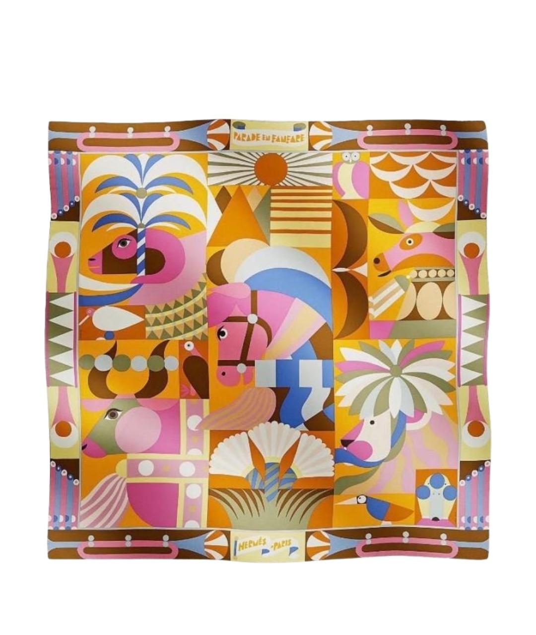 HERMES Мульти шелковый платок, фото 1
