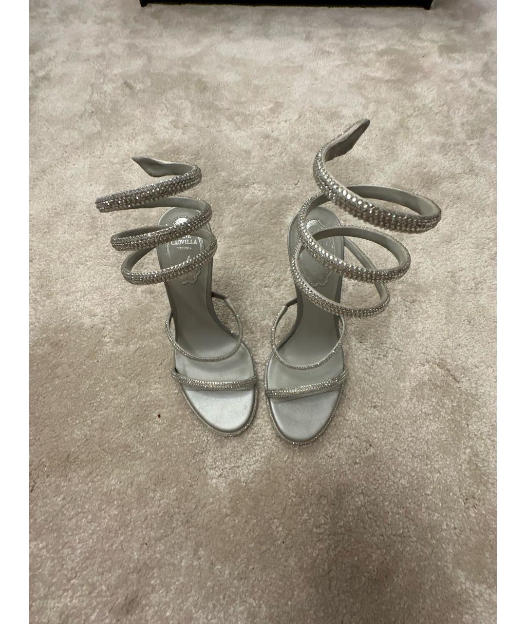 RENE CAOVILLA Серебряные кожаные босоножки, фото 2