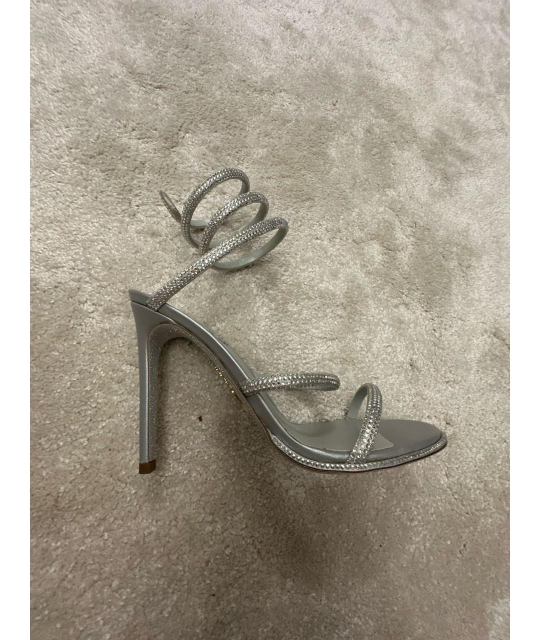 RENE CAOVILLA Серебряные кожаные босоножки, фото 7