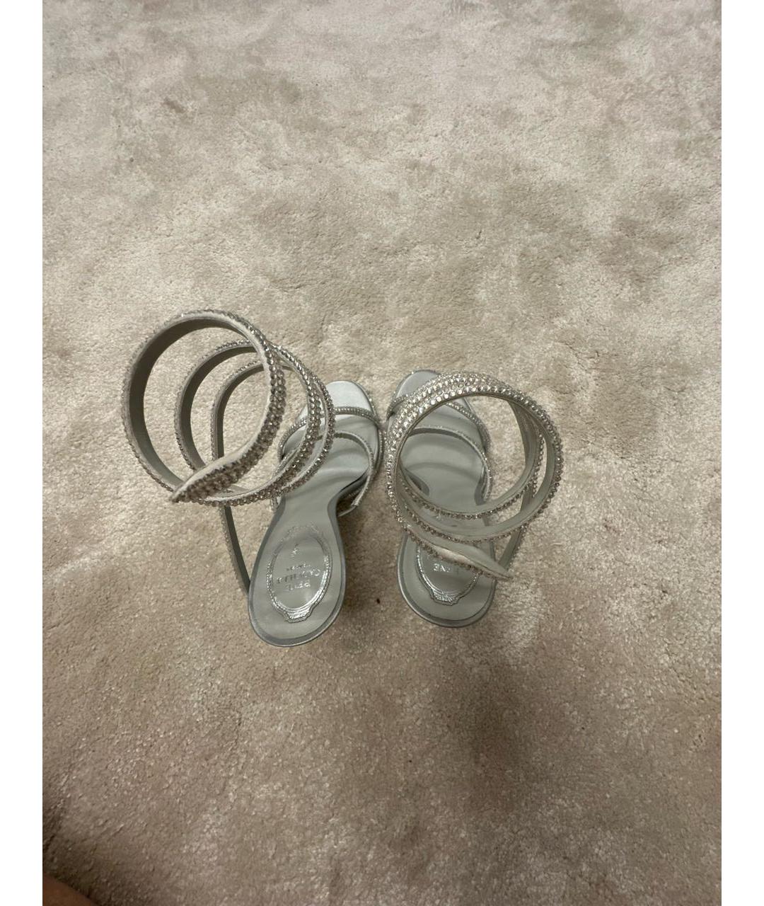 RENE CAOVILLA Серебряные кожаные босоножки, фото 3