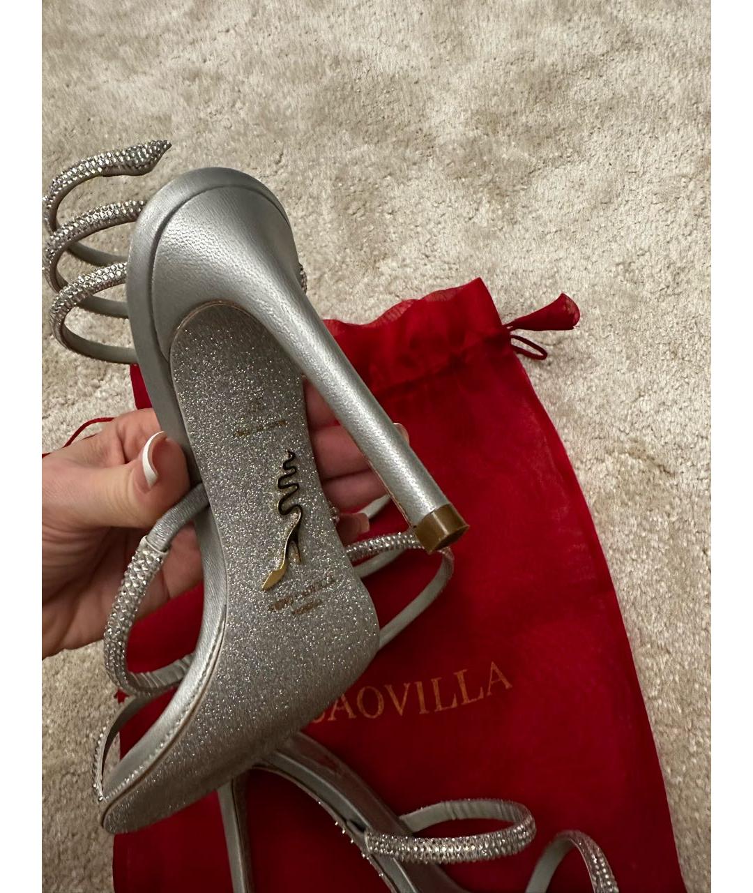 RENE CAOVILLA Серебряные кожаные босоножки, фото 6