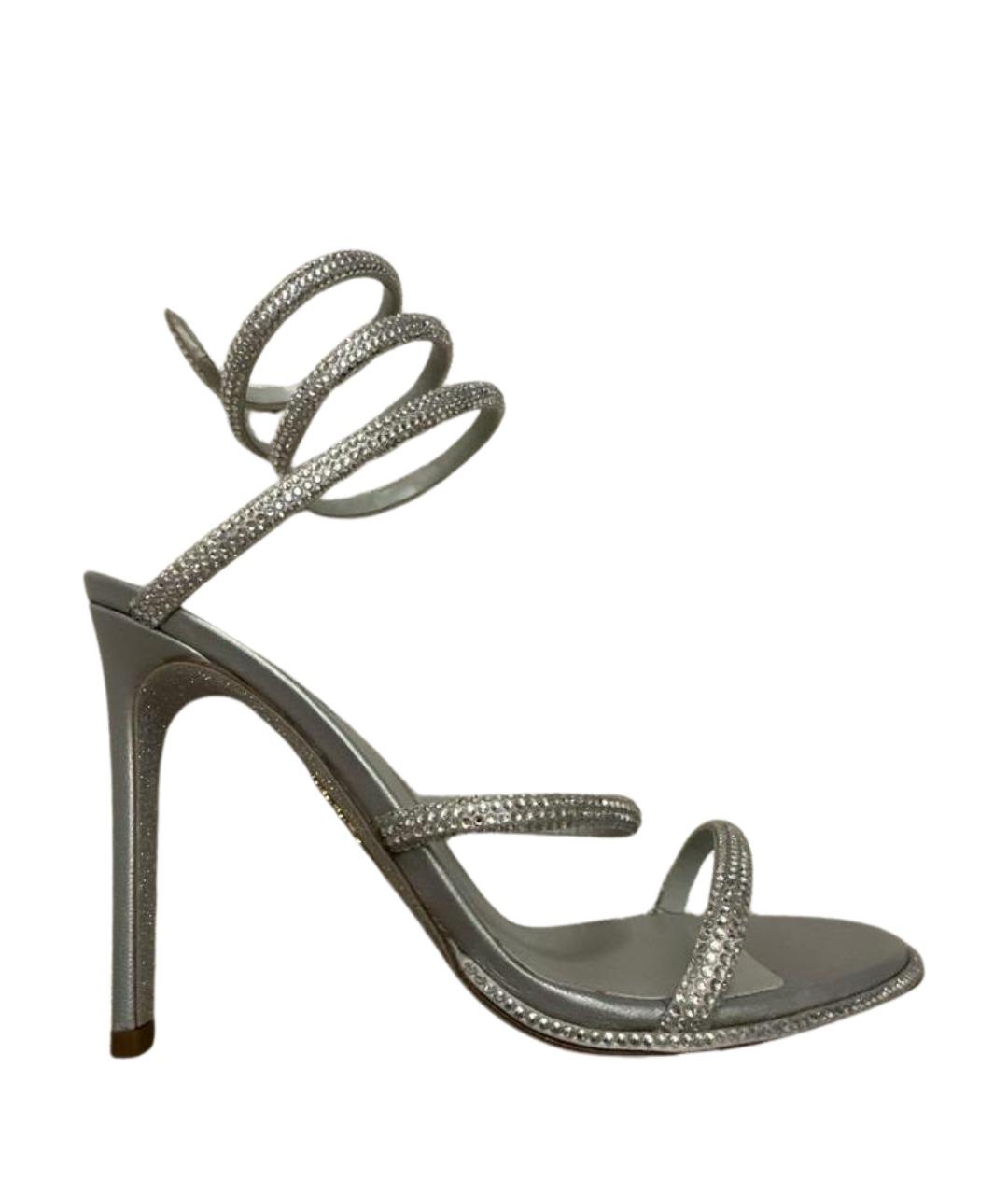 RENE CAOVILLA Серебряные кожаные босоножки, фото 1