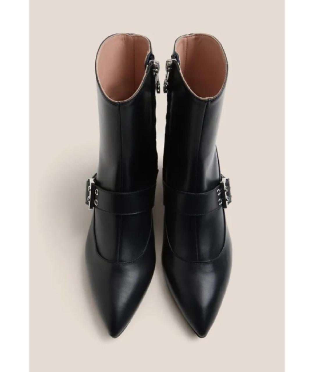 LOVE MOSCHINO Черные кожаные ботильоны, фото 2