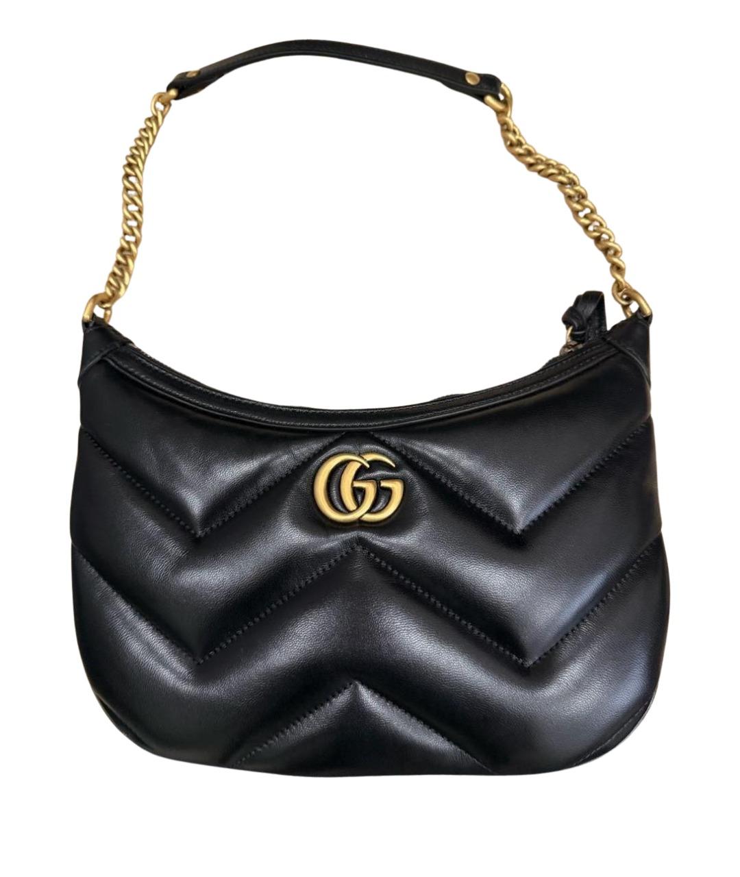 GUCCI Черная кожаная сумка с короткими ручками, фото 1