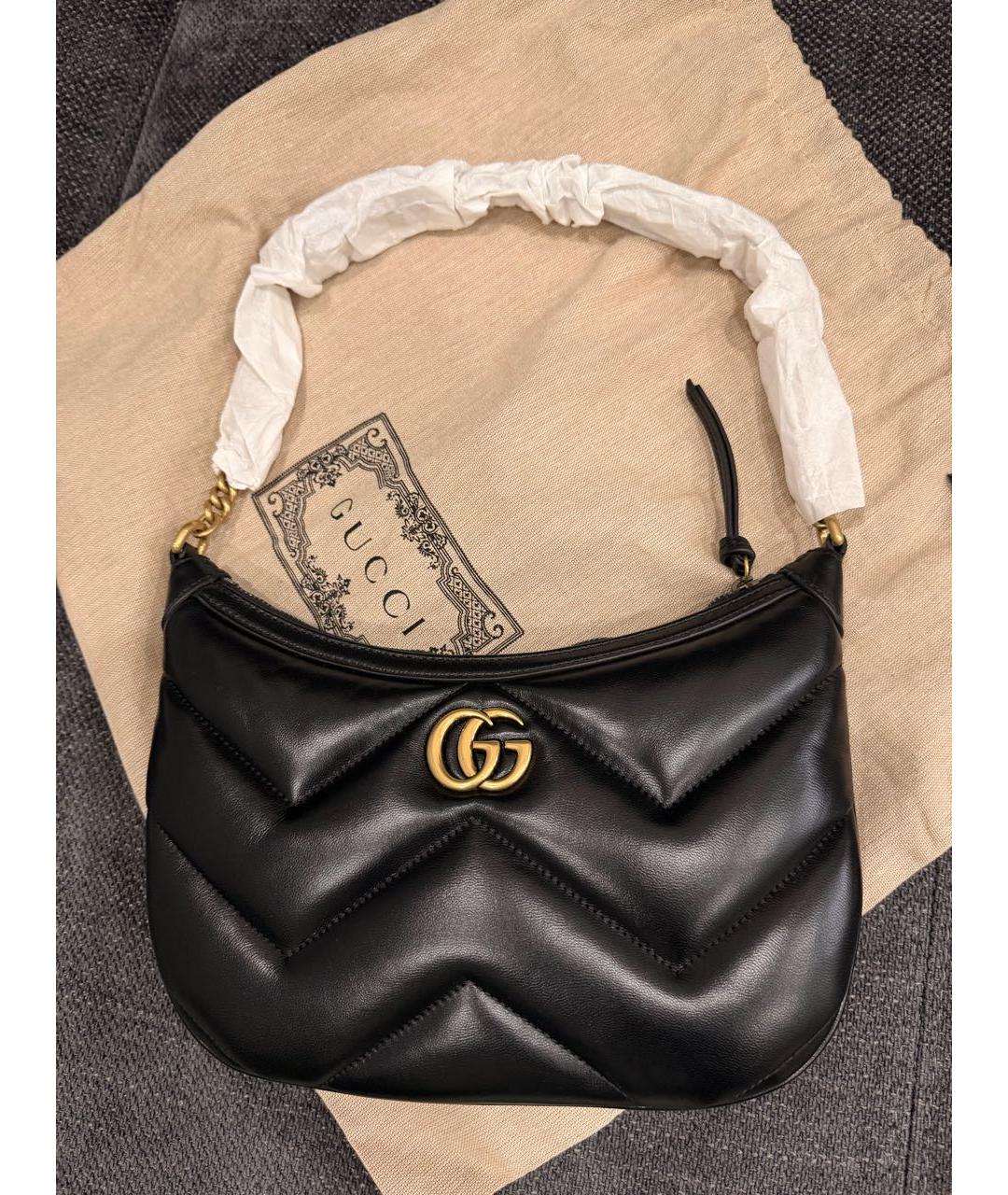 GUCCI Черная кожаная сумка с короткими ручками, фото 2