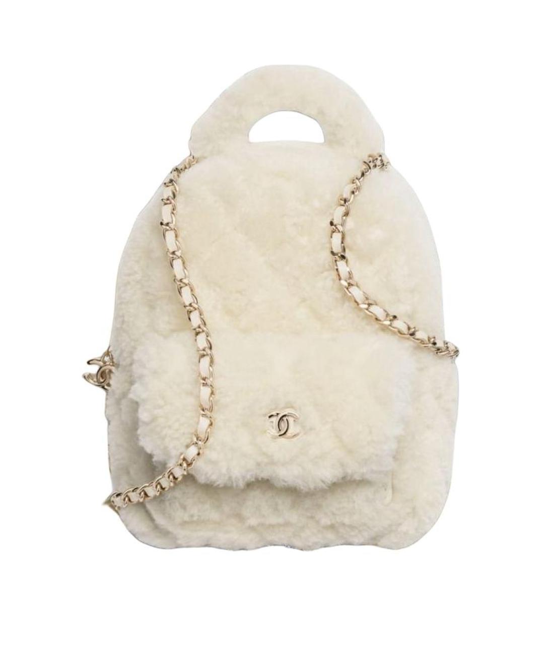CHANEL Бежевый меховой рюкзак, фото 1