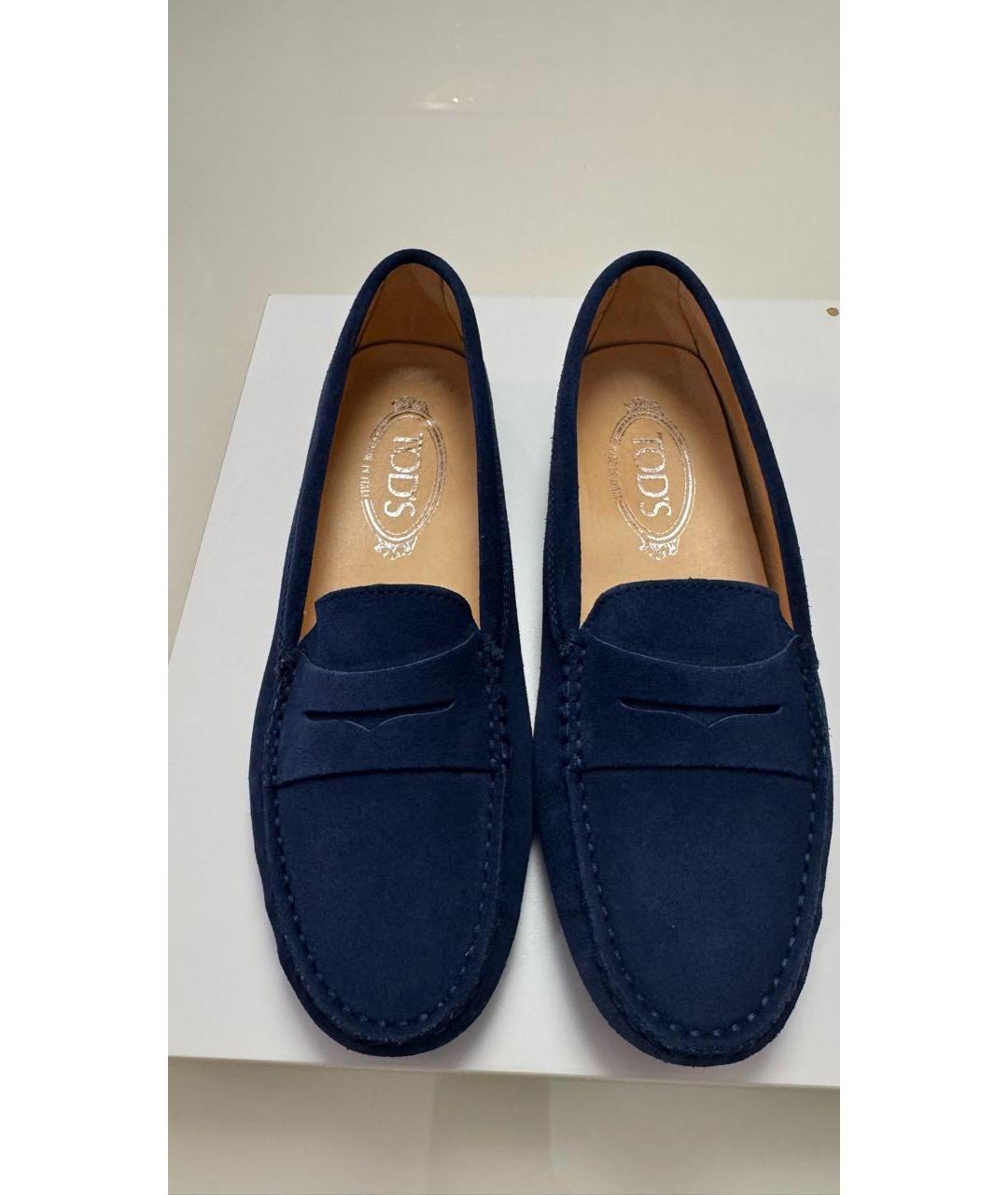 TOD'S Темно-синие замшевые мокасины, фото 2