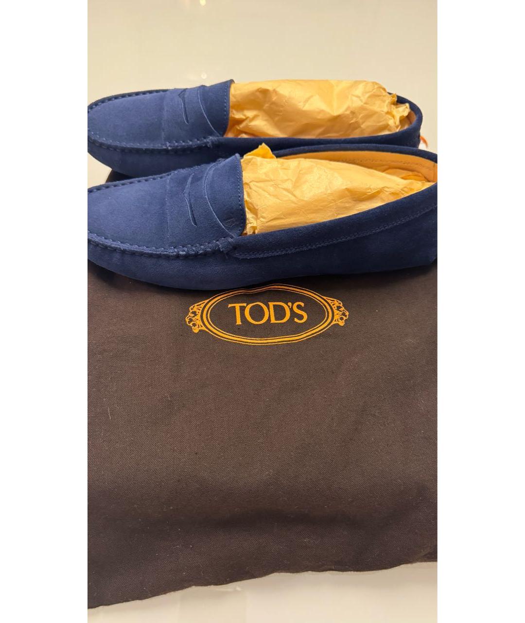 TOD'S Темно-синие замшевые мокасины, фото 5