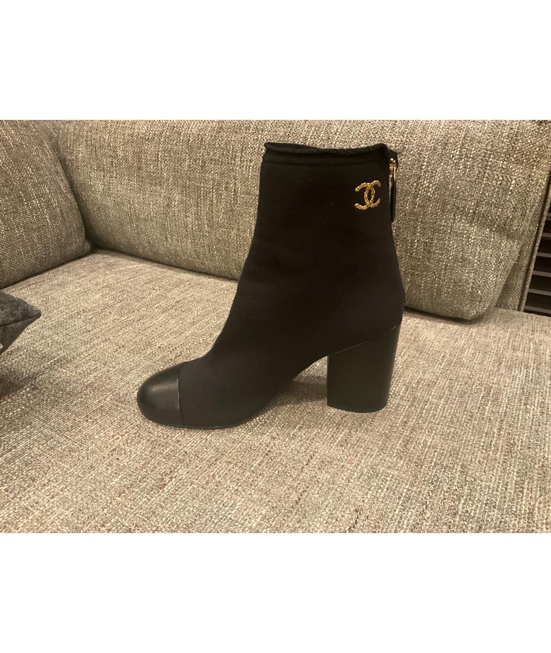 CHANEL Черные текстильные ботильоны, фото 6