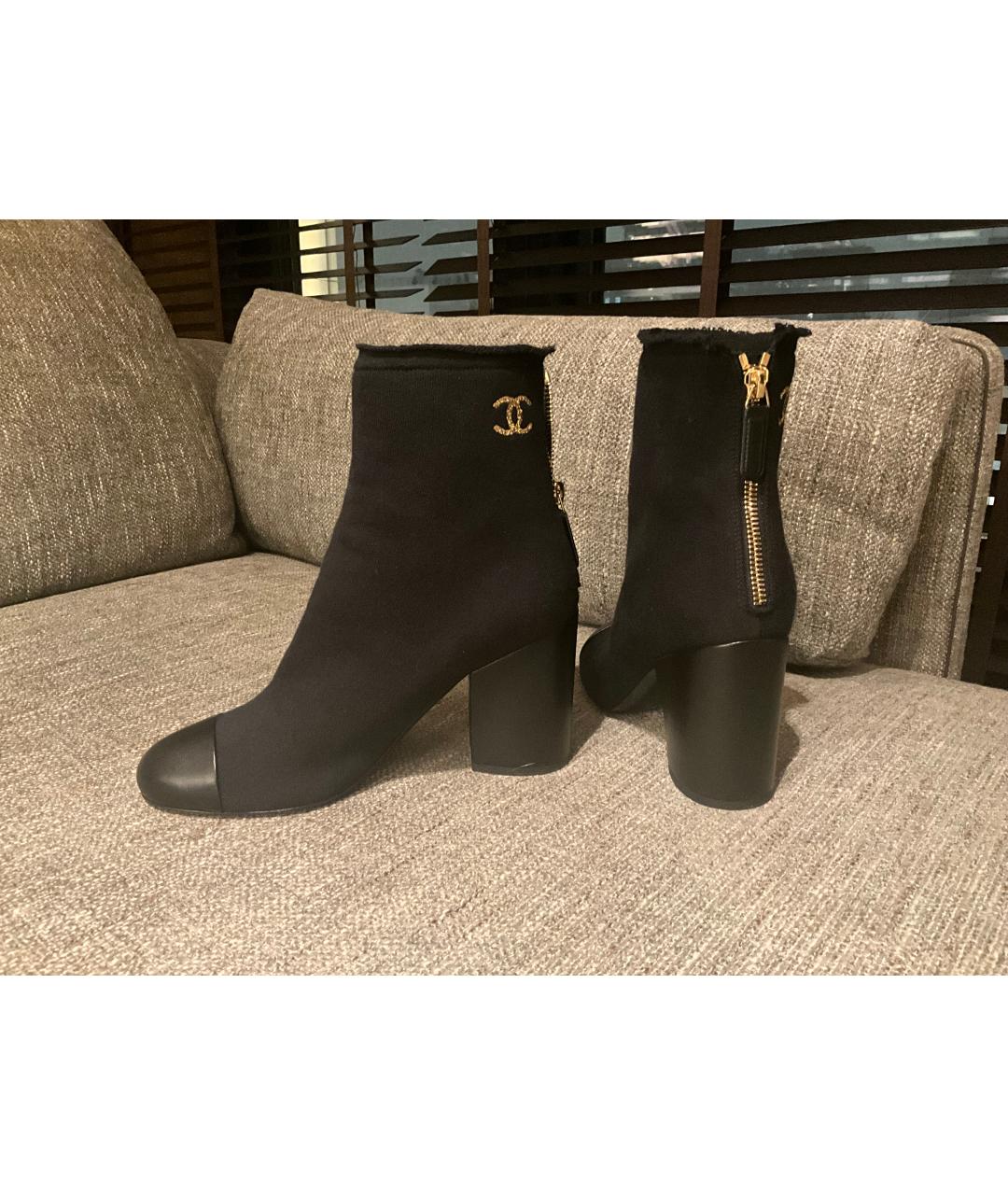 CHANEL Черные текстильные ботильоны, фото 7
