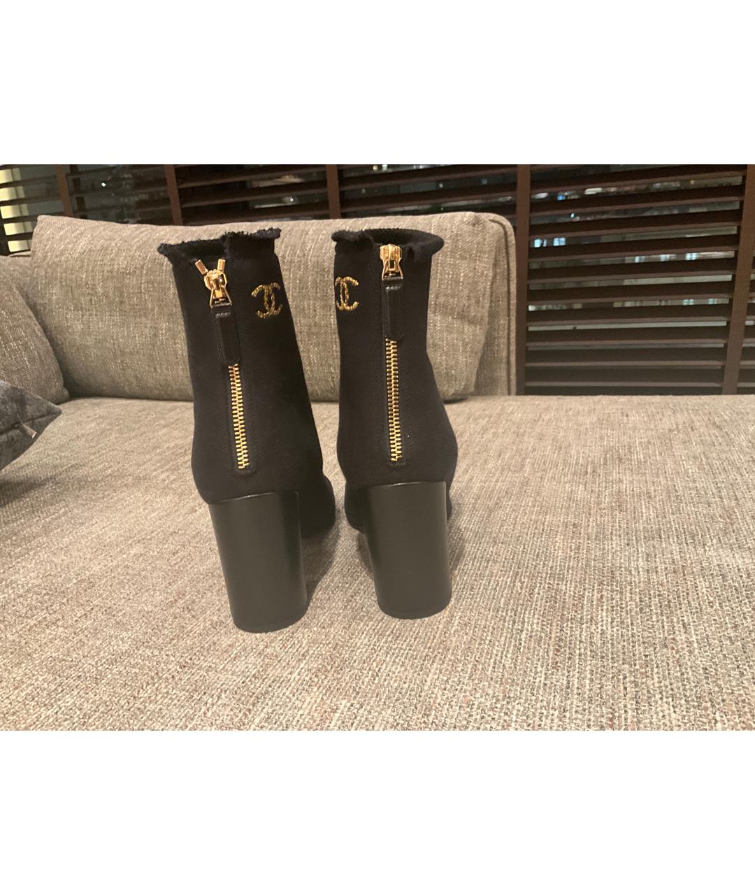 CHANEL Черные текстильные ботильоны, фото 4
