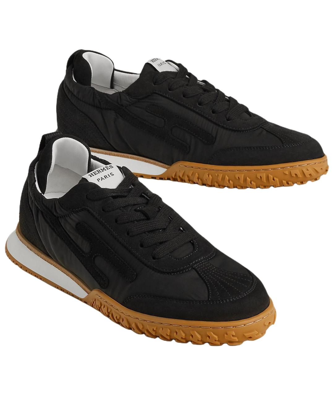 HERMES Черные кожаные кроссовки, фото 3