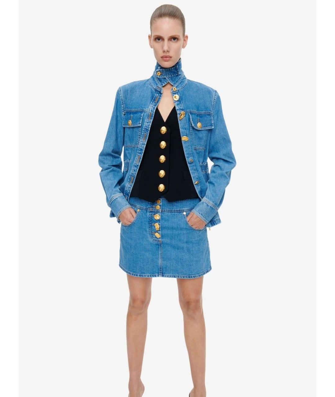 SCHIAPARELLI Голубая хлопковая юбка мини, фото 4