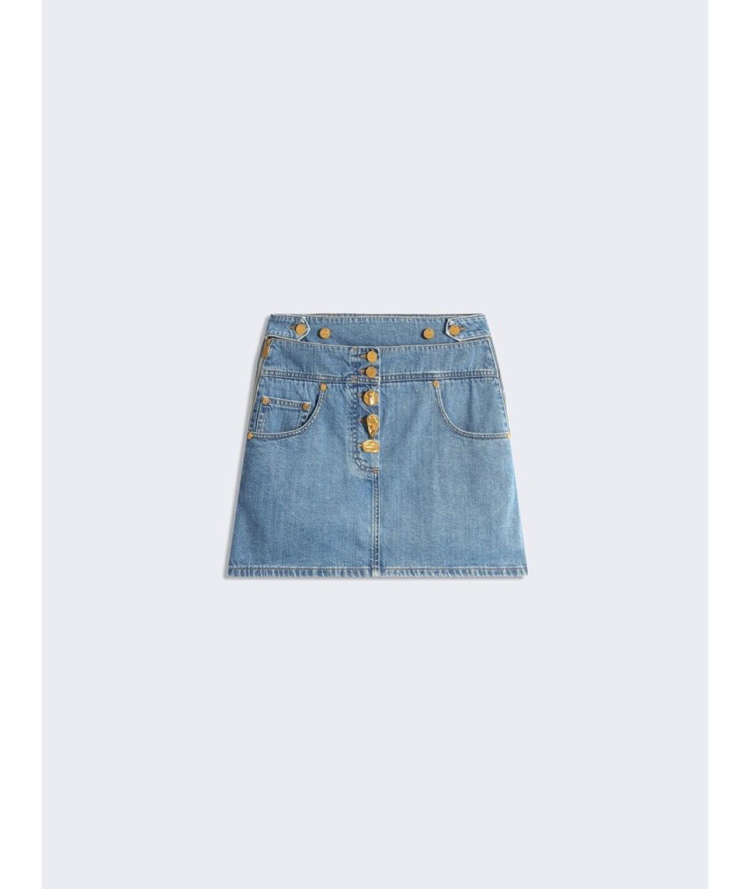 SCHIAPARELLI Голубая хлопковая юбка мини, фото 5