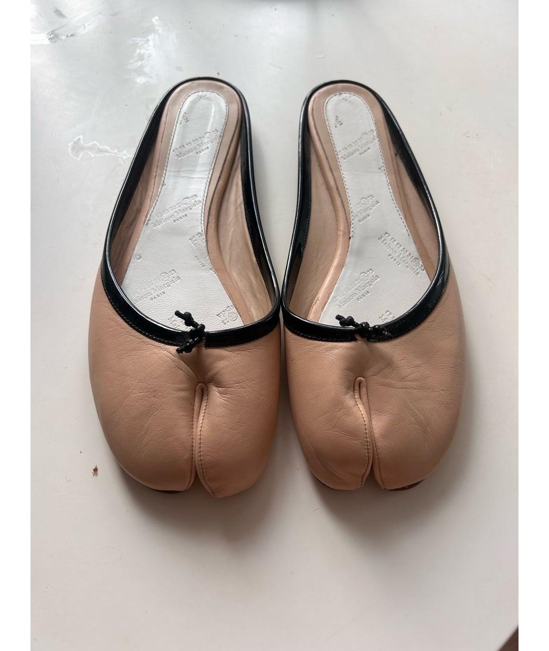 MAISON MARGIELA Бежевые кожаные мюли, фото 2