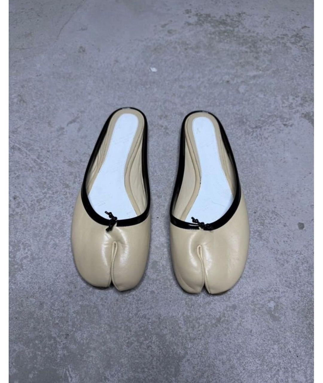 MAISON MARGIELA Бежевые кожаные мюли, фото 5